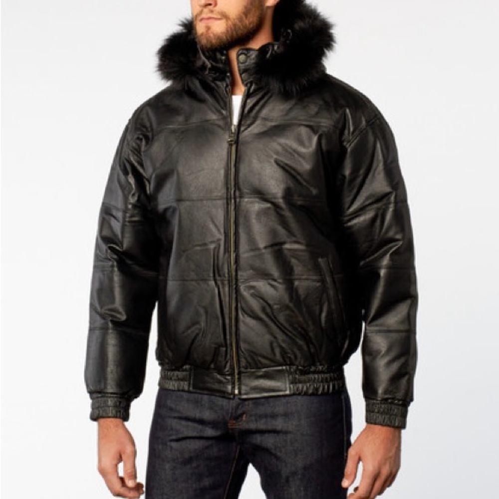 Genuine Leather Puffer Coat